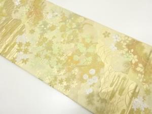 アンティーク　枝梅・紅葉模様織り出し袋帯（材料）